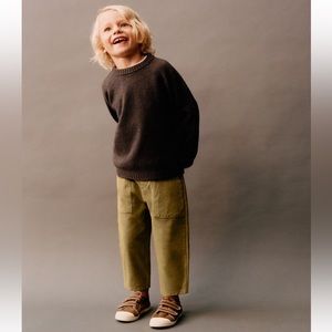 ZARA Olive Combination Twill Pants Size 4-5